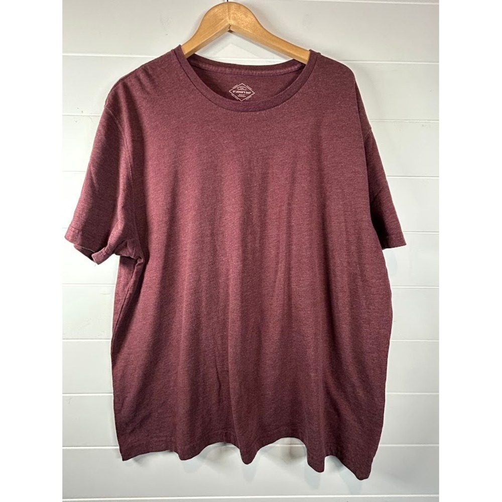 St Johns Bay Legacy Tee Mens XXL Burgundy Heather Short Sleeve Crew Neck Shirt